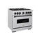 Autograph Edition 36 In. 5.2 Cu. Ft. Classic Dual Fuel Range With 6 Burner Gas Cooktop And Electric Convection Oven In Satin Stainless Steel With Matte Black Accents