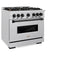 Autograph Edition 36 In. 5.2 Cu. Ft. Classic Dual Fuel Range With 6 Burner Gas Cooktop And Electric Convection Oven In Satin Stainless Steel With Matte Black Accents