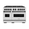 Autograph Edition 48 In. 6.7 Cu. Ft. Classic Double Oven Dual Fuel Range With 8 Burner Gas Cooktop In Satin Stainless Steel And Matte Black Accents