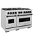 Autograph Edition 48 In. 6.7 Cu. Ft. Classic Double Oven Dual Fuel Range With 8 Burner Gas Cooktop In Satin Stainless Steel And Matte Black Accents