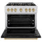 Autograph Edition 36 In. 5.2 Cu. Ft. Classic Dual Fuel Range With 6 Burner Gas Cooktop And Electric Convection Oven In Satin Stainless Steel With Black Matte Door And Champagne Bronze Accents
