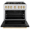 Autograph Edition 36 In. 5.2 Cu. Ft. Classic Dual Fuel Range With 6 Burner Gas Cooktop And Electric Convection Oven In Satin Stainless Steel With Black Matte Door And Polished Gold Accents