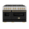 Autograph Edition 48 In. 6.7 Cu. Ft. Classic Double Oven Dual Fuel Range With 8 Burner Gas Cooktop In Satin Stainless Steel With Black Matte Doors And Champagne Bronze Accents