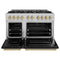 Autograph Edition 48 In. 6.7 Cu. Ft. Classic Double Oven Dual Fuel Range With 8 Burner Gas Cooktop In Satin Stainless Steel With Black Matte Doors And Champagne Bronze Accents