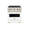 Autograph Edition 30 In. 4.2 Cu. Ft. Classic Dual Fuel Range With 4 Burner Gas Cooktop And Electric Convection Oven In Satin Stainless Steel With White Matte Door And Champagne Bronze Accents