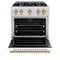 Autograph Edition 30 In. 4.2 Cu. Ft. Classic Dual Fuel Range With 4 Burner Gas Cooktop And Electric Convection Oven In Satin Stainless Steel With White Matte Door And Champagne Bronze Accents