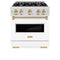 Autograph Edition 30 In. 4.2 Cu. Ft. Classic Dual Fuel Range With 4 Burner Gas Cooktop And Electric Convection Oven In Satin Stainless Steel With White Matte Door And Polished Gold Accents