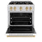 Autograph Edition 30 In. 4.2 Cu. Ft. Classic Dual Fuel Range With 4 Burner Gas Cooktop And Electric Convection Oven In Satin Stainless Steel With White Matte Door And Polished Gold Accents