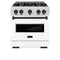 Autograph Edition 30 In. 4.2 Cu. Ft. Classic Dual Fuel Range With 4 Burner Gas Cooktop And Electric Convection Oven In Satin Stainless Steel With White Matte Door And Matte Black Accents