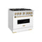 Autograph Edition 36 In. 5.2 Cu. Ft. Classic Dual Fuel Range With 6 Burner Gas Cooktop And Electric Convection Oven In Satin Stainless Steel With White Matte Door And Champagne Bronze Accents
