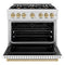 Autograph Edition 36 In. 5.2 Cu. Ft. Classic Dual Fuel Range With 6 Burner Gas Cooktop And Electric Convection Oven In Satin Stainless Steel With White Matte Door And Champagne Bronze Accents