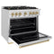 Autograph Edition 36 In. 5.2 Cu. Ft. Classic Dual Fuel Range With 6 Burner Gas Cooktop And Electric Convection Oven In Satin Stainless Steel With White Matte Door And Champagne Bronze Accents