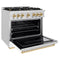 Autograph Edition 36 In. 5.2 Cu. Ft. Classic Dual Fuel Range With 6 Burner Gas Cooktop And Electric Convection Oven In Satin Stainless Steel With White Matte Door And Polished Gold Accents