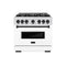 Autograph Edition 36 In. 5.2 Cu. Ft. Classic Dual Fuel Range With 6 Burner Gas Cooktop And Electric Convection Oven In Satin Stainless Steel With White Matte Door And Matte Black Accents