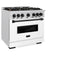 Autograph Edition 36 In. 5.2 Cu. Ft. Classic Dual Fuel Range With 6 Burner Gas Cooktop And Electric Convection Oven In Satin Stainless Steel With White Matte Door And Matte Black Accents