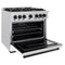 Autograph Edition 36 In. 5.2 Cu. Ft. Classic Dual Fuel Range With 6 Burner Gas Cooktop And Electric Convection Oven In Satin Stainless Steel With White Matte Door And Matte Black Accents