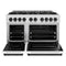 Autograph Edition 48 In. 6.7 Cu. Ft. Classic Double Oven Dual Fuel Range With 8 Burner Gas Cooktop In Satin Stainless Steel With White Matte Doors And Matte Black Accents