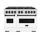 Autograph Edition 48 In. 6.7 Cu. Ft. Classic Double Oven Dual Fuel Range With 8 Burner Gas Cooktop In Satin Stainless Steel With White Matte Doors And Matte Black Accents