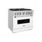 36 In. 5.2 Cu. Ft. Classic Dual Fuel Range With 6 Burner Gas Cooktop And Electric Convection Oven In Stainless Steel With White Matte Door