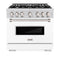 36 In. 5.2 Cu. Ft. Classic Dual Fuel Range With 6 Burner Gas Cooktop And Electric Convection Oven In Stainless Steel With White Matte Door