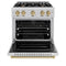 Autograph Edition 30 In. 4.2 Cu. Ft. Classic Dual Fuel Range With 4 Burner Gas Cooktop And Electric Convection Oven In Stainless Steel With Champagne Bronze Accents