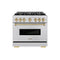 Autograph Edition 36 In. 5.2 Cu. Ft. Classic Dual Fuel Range With 6 Burner Gas Cooktop And Electric Convection Oven In Stainless Steel With Champagne Bronze Accents