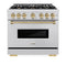 Autograph Edition 36 In. 5.2 Cu. Ft. Classic Dual Fuel Range With 6 Burner Gas Cooktop And Electric Convection Oven In Stainless Steel With Champagne Bronze Accents