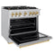 Autograph Edition 36 In. 5.2 Cu. Ft. Classic Dual Fuel Range With 6 Burner Gas Cooktop And Electric Convection Oven In Stainless Steel With Polished Gold Accents
