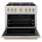 Autograph Edition 36 In. 5.2 Cu. Ft. Classic Dual Fuel Range With 6 Burner Gas Cooktop And Electric Convection Oven In Stainless Steel With Polished Gold Accents