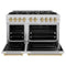 Autograph Edition 48 In. 6.7 Cu. Ft. Classic Double Oven Dual Fuel Range With 8 Burner Gas Cooktop In Stainless Steel And Champagne Bronze Accents