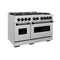 Autograph Edition 48 In. 6.7 Cu. Ft. Classic Double Oven Dual Fuel Range With 8 Burner Gas Cooktop In Stainless Steel And Matte Black Accents