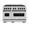 Autograph Edition 48 In. 6.7 Cu. Ft. Classic Double Oven Dual Fuel Range With 8 Burner Gas Cooktop In Stainless Steel And Matte Black Accents