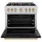 Autograph Edition 36 In. 5.2 Cu. Ft. Classic Dual Fuel Range With 6 Burner Gas Cooktop And Electric Convection Oven In Stainless Steel With Black Matte Door And Champagne Bronze Accents