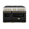 Autograph Edition 48 In. 6.7 Cu. Ft. Classic Double Oven Dual Fuel Range With 8 Burner Gas Cooktop In Stainless Steel With Black Matte Doors And Champagne Bronze Accents