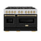 Autograph Edition 48 In. 6.7 Cu. Ft. Classic Double Oven Dual Fuel Range With 8 Burner Gas Cooktop In Stainless Steel With Black Matte Doors And Champagne Bronze Accents