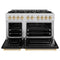 Autograph Edition 48 In. 6.7 Cu. Ft. Classic Double Oven Dual Fuel Range With 8 Burner Gas Cooktop In Stainless Steel With Black Matte Doors And Polished Gold Accents