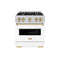 Autograph Edition 30 In. 4.2 Cu. Ft. Classic Dual Fuel Range With 4 Burner Gas Cooktop And Electric Convection Oven In Stainless Steel With White Matte Door And Champagne Bronze Accents