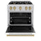 Autograph Edition 30 In. 4.2 Cu. Ft. Classic Dual Fuel Range With 4 Burner Gas Cooktop And Electric Convection Oven In Stainless Steel With White Matte Door And Champagne Bronze Accents