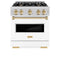 Autograph Edition 30 In. 4.2 Cu. Ft. Classic Dual Fuel Range With 4 Burner Gas Cooktop And Electric Convection Oven In Stainless Steel With White Matte Door And Polished Gold Accents
