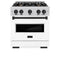 Autograph Edition 30 In. 4.2 Cu. Ft. Classic Dual Fuel Range With 4 Burner Gas Cooktop And Electric Convection Oven In Stainless Steel With White Matte Door And Matte Black Accents