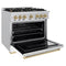Autograph Edition 36 In. 5.2 Cu. Ft. Classic Dual Fuel Range With 6 Burner Gas Cooktop And Electric Convection Oven In Stainless Steel With White Matte Door And Champagne Bronze Accents