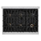 Autograph Edition 36 In. 5.2 Cu. Ft. Classic Dual Fuel Range With 6 Burner Gas Cooktop And Electric Convection Oven In Stainless Steel With White Matte Door And Champagne Bronze Accents