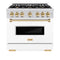 Autograph Edition 36 In. 5.2 Cu. Ft. Classic Dual Fuel Range With 6 Burner Gas Cooktop And Electric Convection Oven In Stainless Steel With White Matte Door And Polished Gold Accents