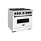 Autograph Edition 36 In. 5.2 Cu. Ft. Classic Dual Fuel Range With 6 Burner Gas Cooktop And Electric Convection Oven In Stainless Steel With White Matte Door And Matte Black Accents