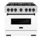 Autograph Edition 36 In. 5.2 Cu. Ft. Classic Dual Fuel Range With 6 Burner Gas Cooktop And Electric Convection Oven In Stainless Steel With White Matte Door And Matte Black Accents