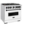 Autograph Edition 36 In. 5.2 Cu. Ft. Classic Dual Fuel Range With 6 Burner Gas Cooktop And Electric Convection Oven In Stainless Steel With White Matte Door And Matte Black Accents