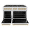 Autograph Edition 48 In. 6.7 Cu. Ft. Classic Double Oven Dual Fuel Range With 8 Burner Gas Cooktop In Stainless Steel With White Matte Doors And Polished Gold Accents