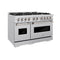 48 In. 6.7 Cu. Ft. Classic Double Oven Gas Range With 8 Burner Cooktop In Stainless Steel