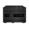 48 In. 6.7 Cu. Ft. Classic Double Oven Gas Range With 8 Burner Cooktop In Black Stainless Steel