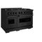48 In. 6.7 Cu. Ft. Classic Double Oven Gas Range With 8 Burner Cooktop In Black Stainless Steel